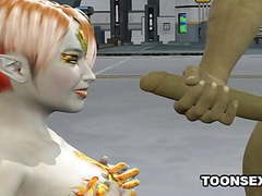 NastyAdult.info presents: 3d cartoon alien vixen getting a double teaming