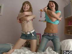 NastyAdult.info presents: Lesbian teen couple seduce a guy