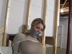 NastyAdult.info presents: Chesty blonde restrained with zip ties & gagged