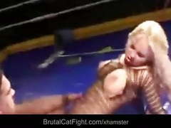 NastyAdult.info presents: Two cleaning ladies fight in the boxing ring and gets fucked