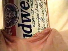 NastyAdult.info presents: Extreme object insertion using a budweiser beer can
