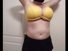 NastyAdult.info presents: 36 g saggy tits bbw milf lateshay big yellow bra strip