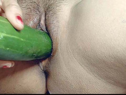 NastyAdult.info presents: I can't get any where big black cock so my small pussy fucked by big cucumber  in hindi