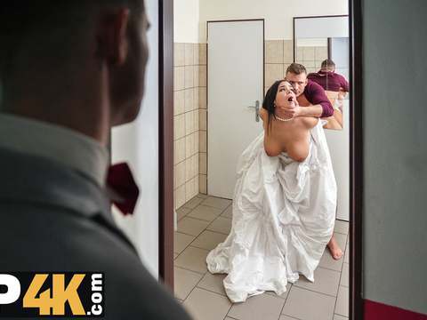 NastyAdult.info presents: Vip4k. being locked in the bathroom, sexy bride doesnt lose time and seduces random guy