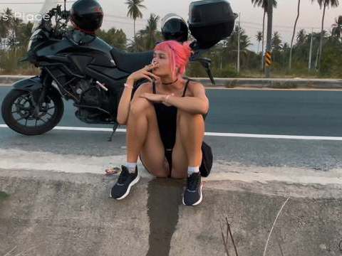 NastyAdult.info presents: Motorbike girlfriend peeing on the roadside