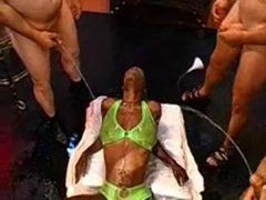NastyAdult.info presents: Black girl pissed on before bukkake