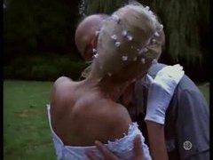 NastyAdult.info presents: Naughty bride taken outdoors by two guys