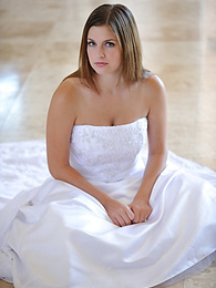 NastyAdult.info presents: Busty glamorous amateur Danielle models wedding gown indoors & by the pool