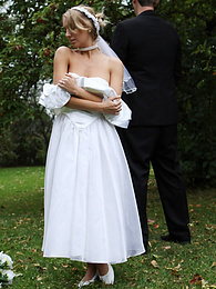 NastyAdult.info presents: Blonde bride Hayley Marie Coppin gets naked on a lawn while taking her vows