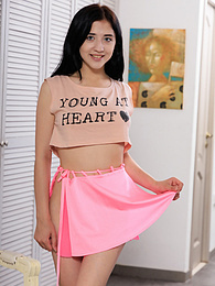 NastyAdult.info presents: Admirable teen girl strips nude exposing her amazing body, perfect tits and hot tight pussy
