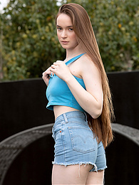NastyAdult.info presents: Beautiful Brunette Teen Hazel Shows Off Her Hairy Pussy and Masturbates Outdoors.