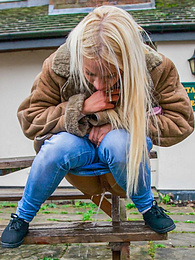 NastyAdult.info presents: Blond hungarian cutie Kiara Lord strips and presents her amazing boobs and ass outdoors