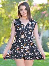 NastyAdult.info presents: Svelte american dark-haired teen Kylie Quinn in shorts toys her twat outdoor